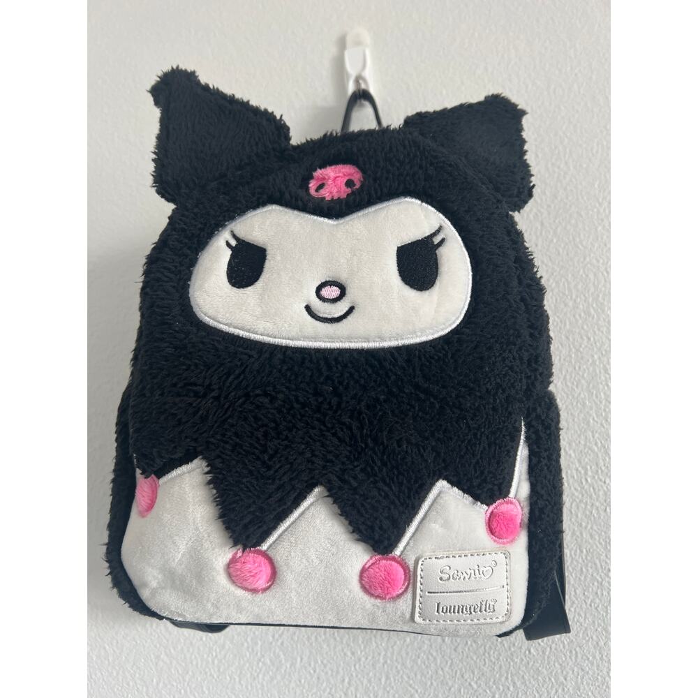 Hot Topic Exclusive Loungefly Sanrio Kuromi Fuzzy Sherpa Mini Backpack Kawaii